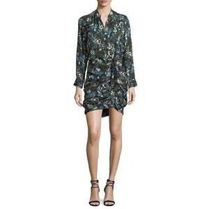 Veronica Beard Georgina Silk Shirt Dress Womens Size 0 Asymmetrical Button Down